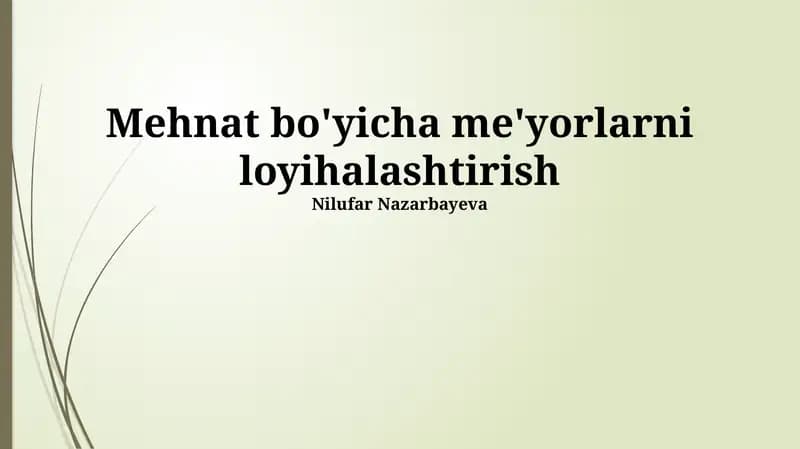 Mehnat bo'yicha me'yorlarni loyihalashtirish