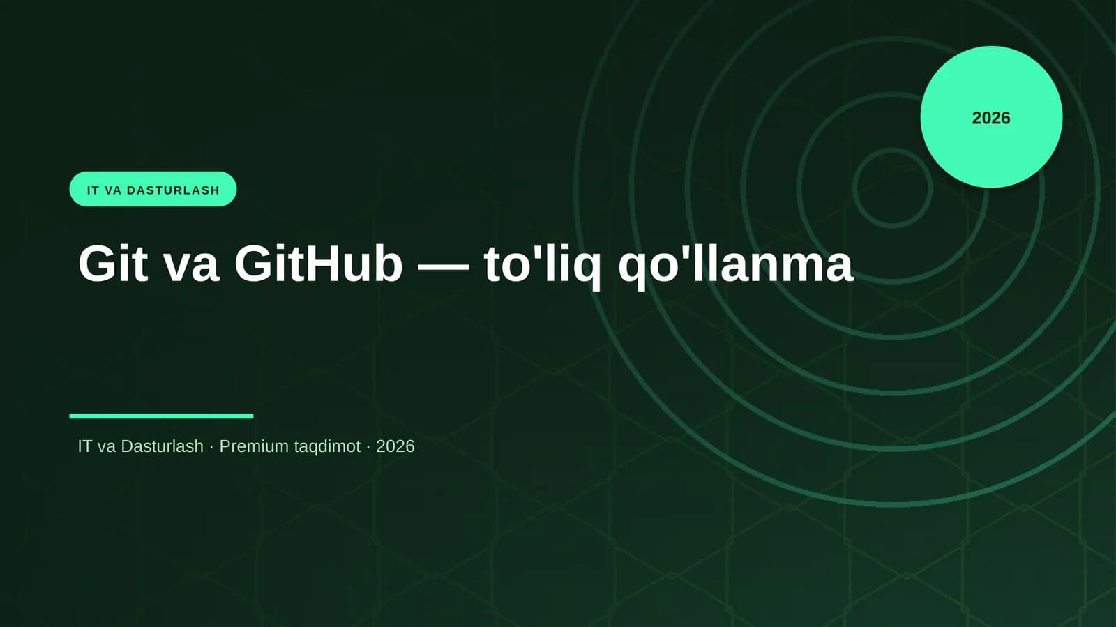 Git va GitHub — to'liq qo'llanma