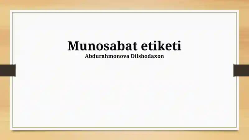 Munosabat etiketi