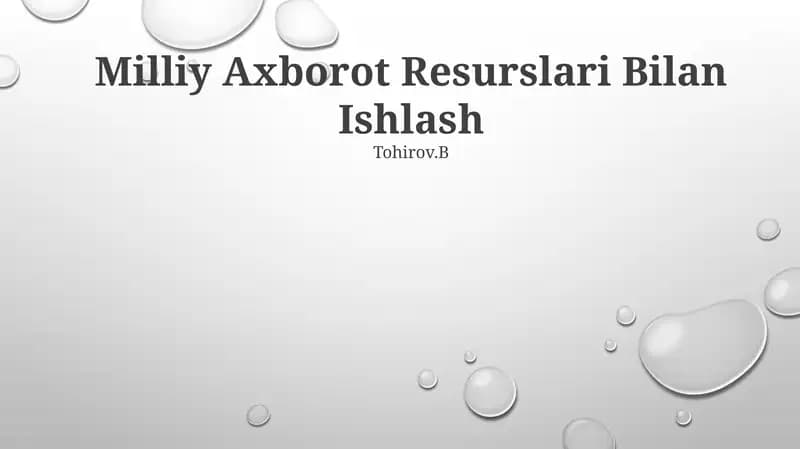 Milliy Axborot Resurslari Bilan Ishlash