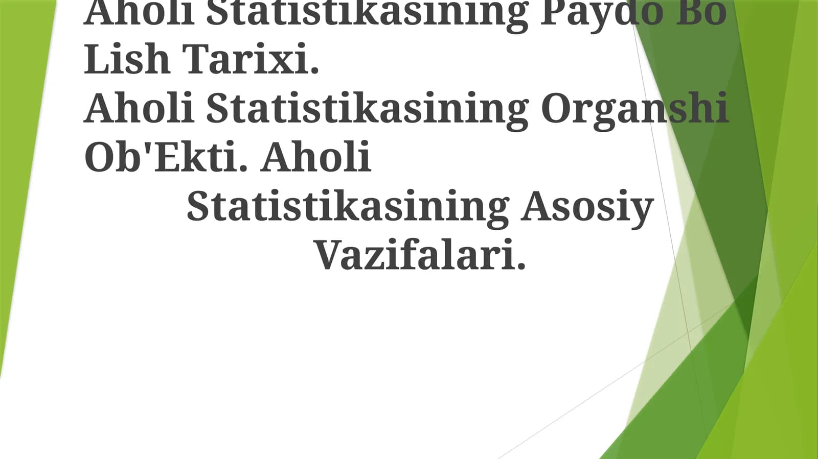 Aholi Statistikasining Paydo Bo Lish Tarixi
