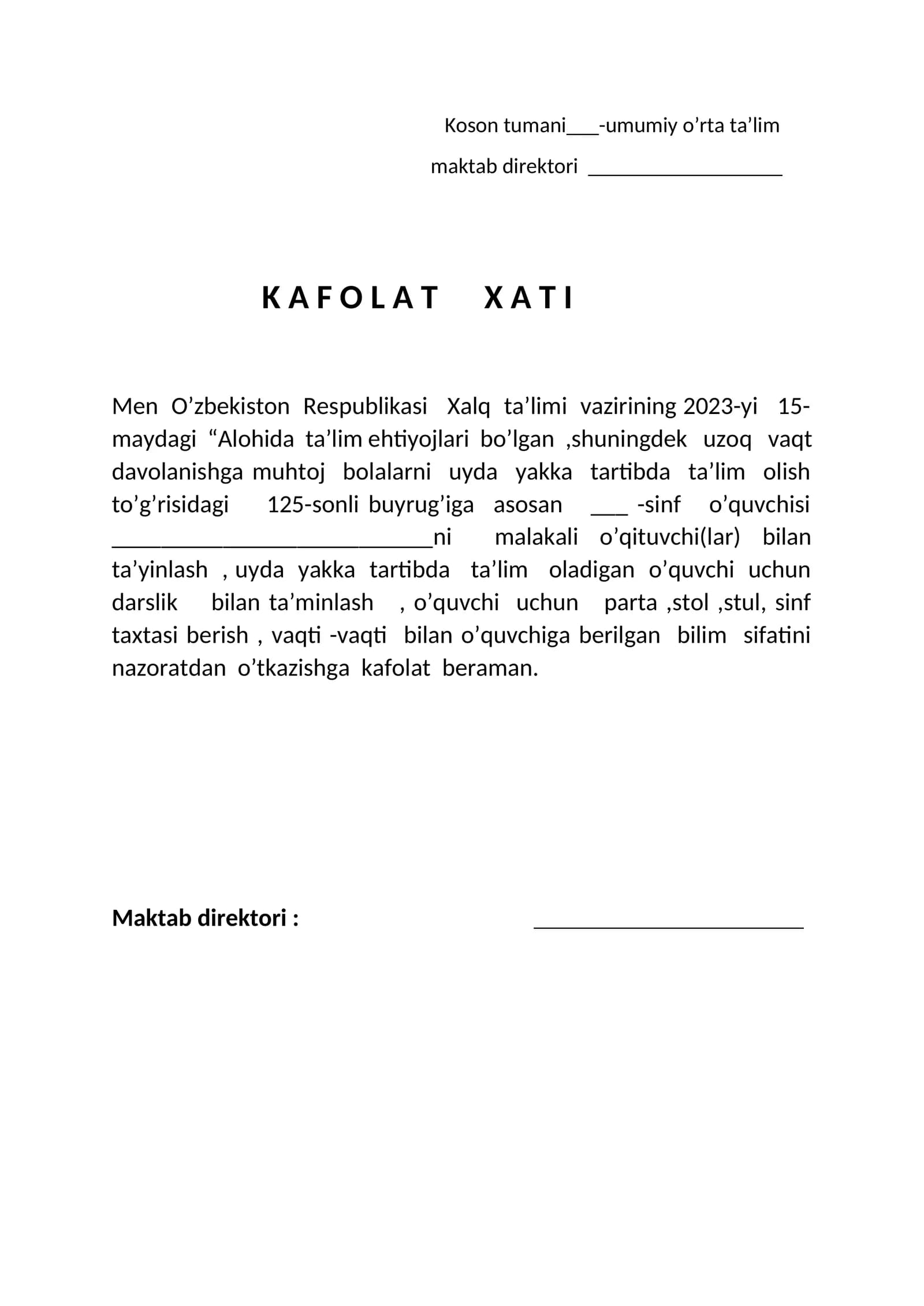 O'quvchisi ta'lim uyasi uchun