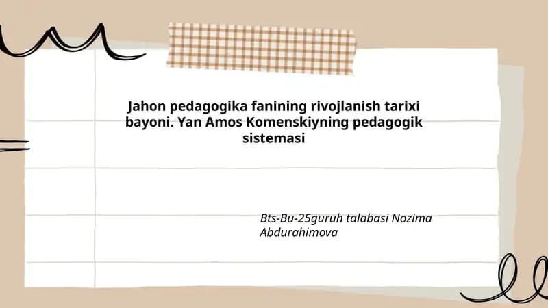 Jahon pedagogika fanining rivojlanish tarixi bayoni