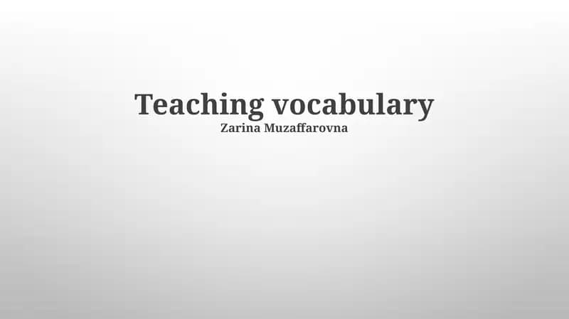 Teaching vocabulary