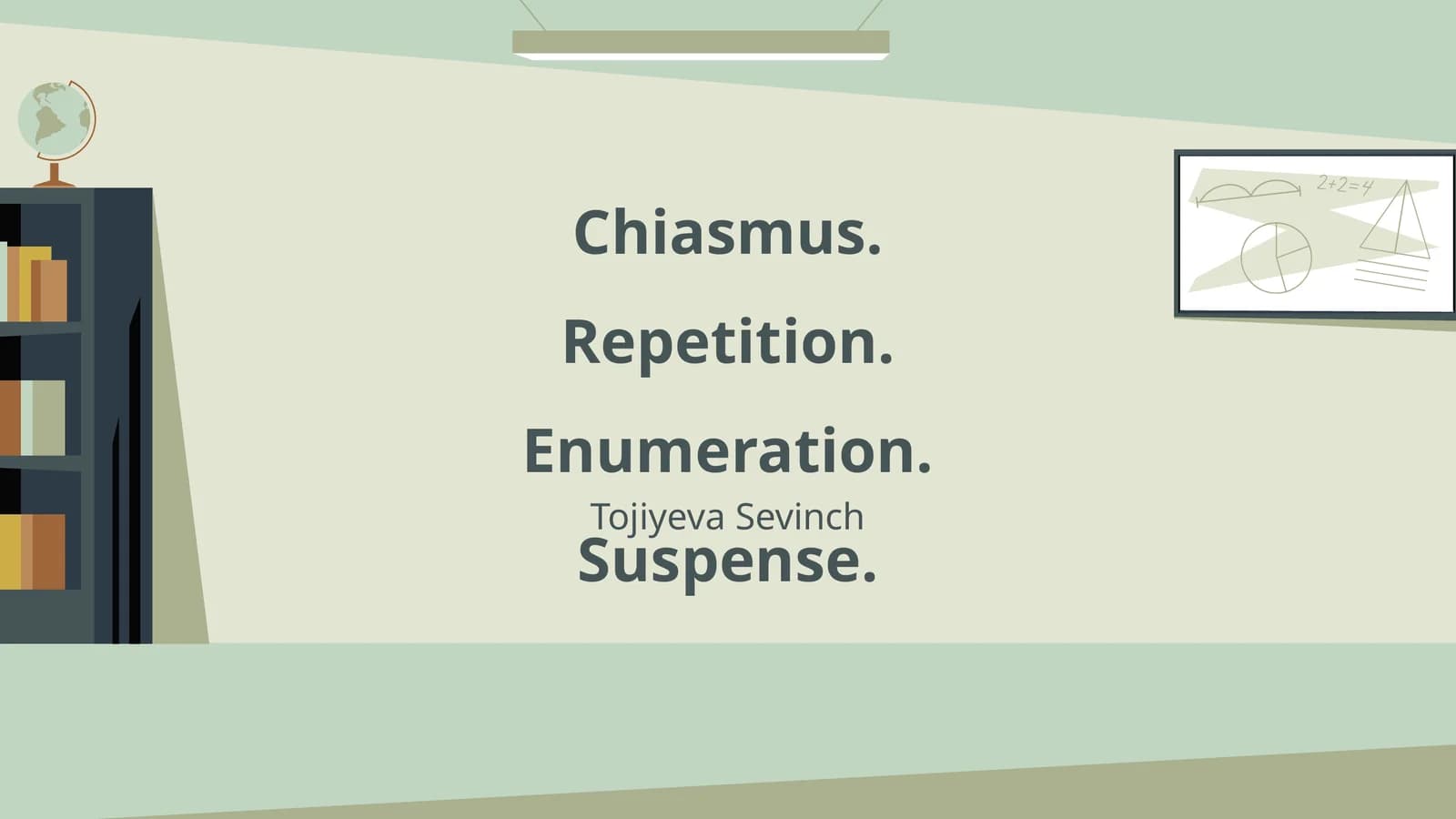 Chiasmus. Repetition. Enumeration. Suspense. Tojiyeva Sevinch