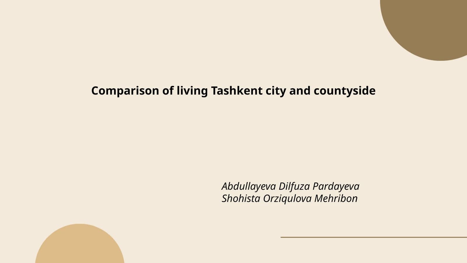Comparison of living Tashkent city and countryside