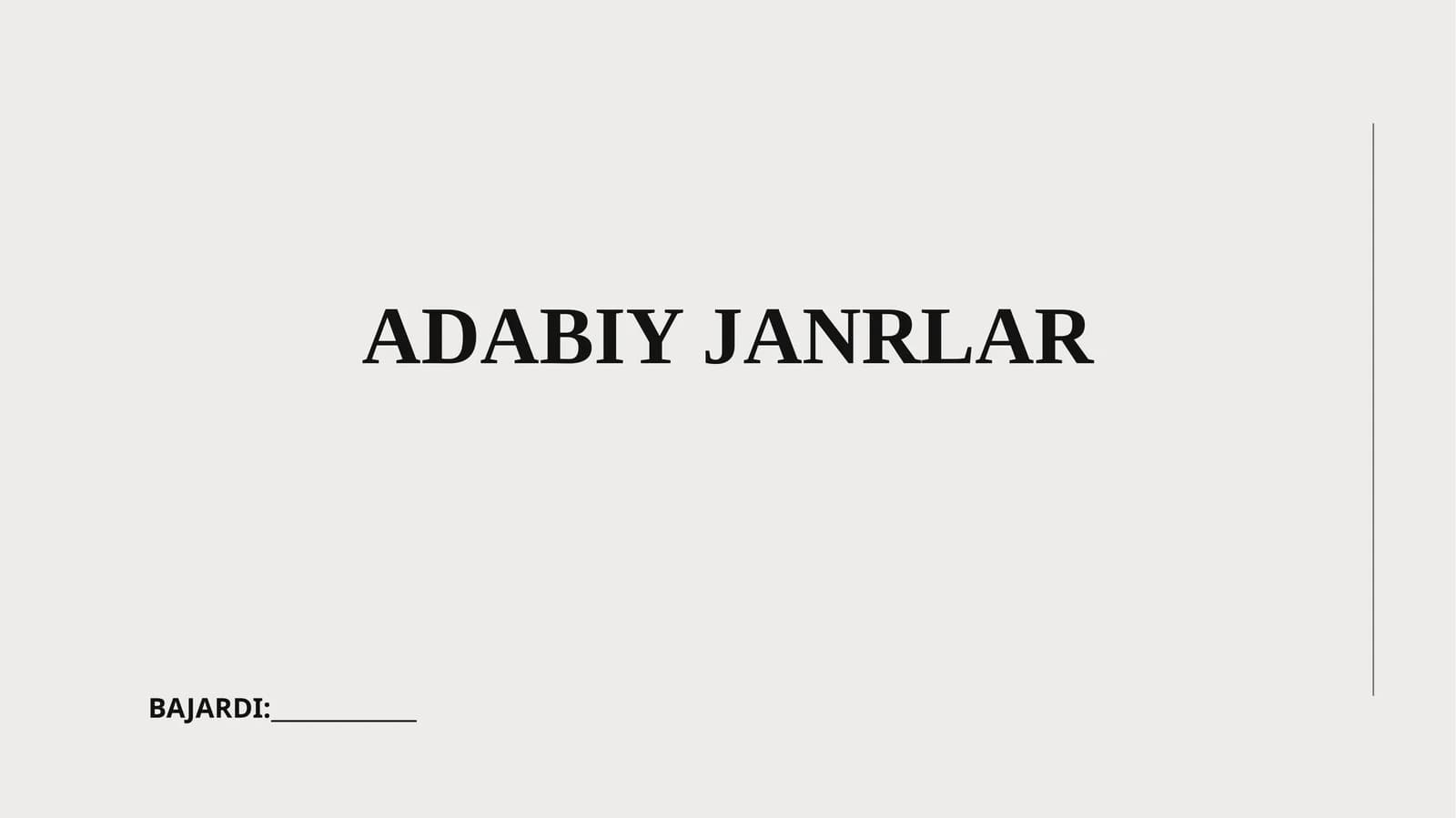 ADABIY JANRLAR