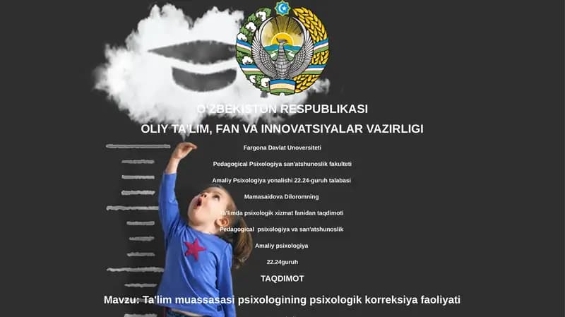 Ta'limda psixologik xizmat fanidan taqdimoti