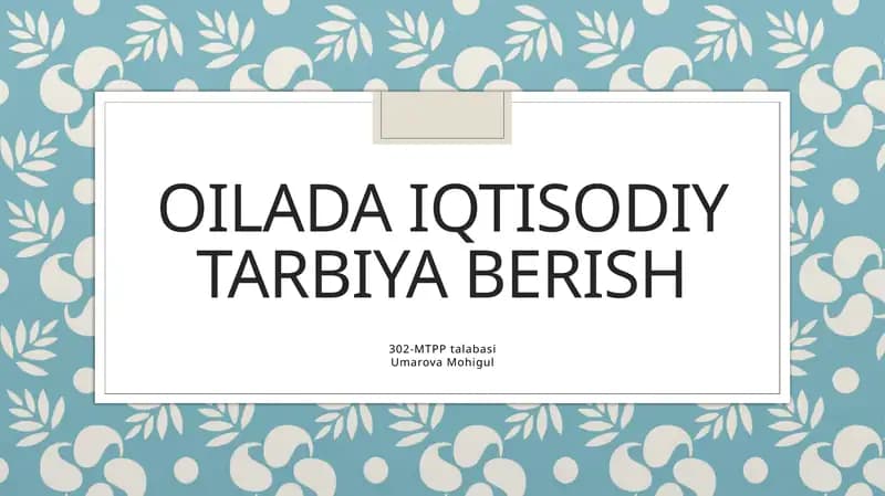 Iqtisodiy Tarbiya