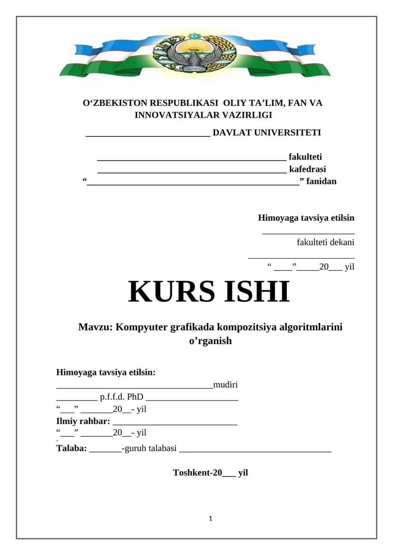 Kompyuter grafikada kompozitsiya algoritmlarini o'rganish