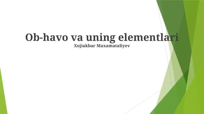 Ob-havo va uning elementlari