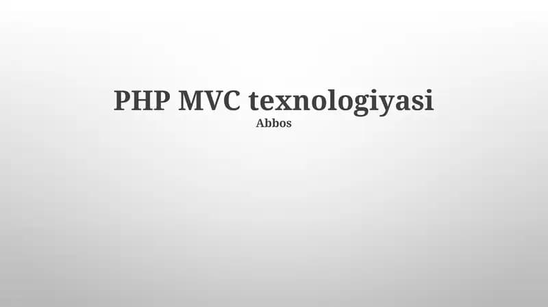 PHP MVC texnologiyasi