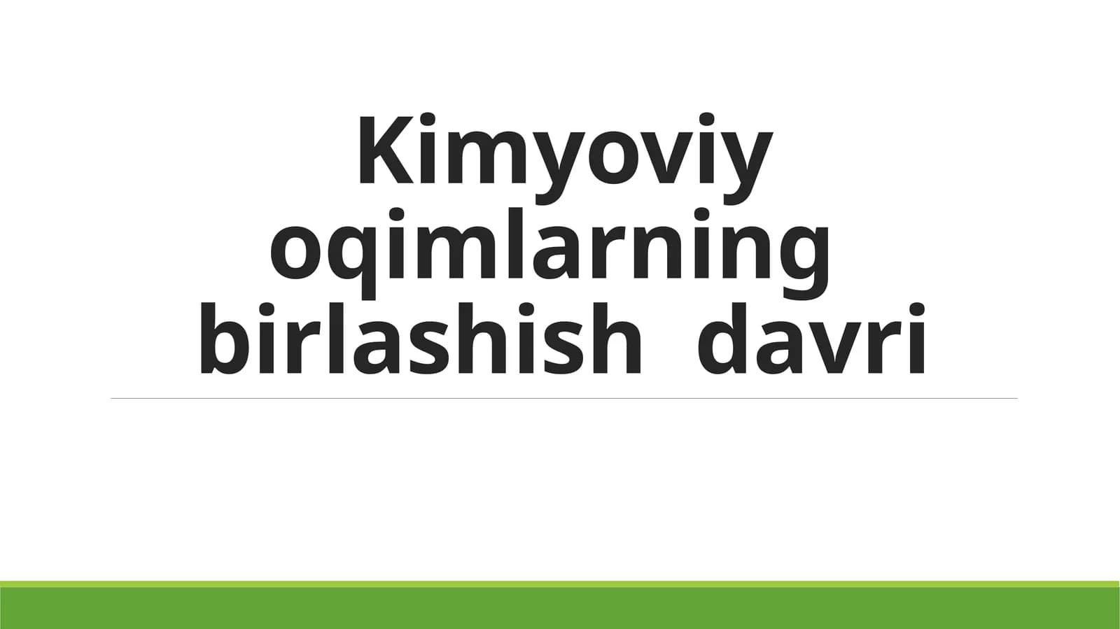 Kimyoviy oqimlarning birlashish davri