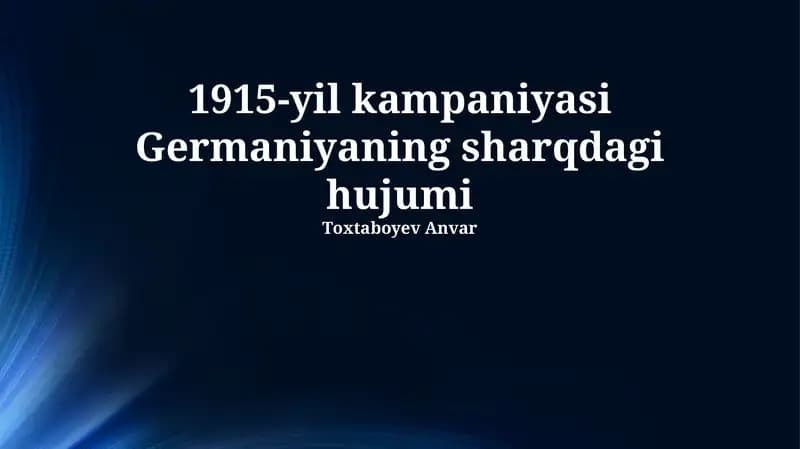 1915-yil kampaniyasi Germaniyaning sharqdagi hujumi