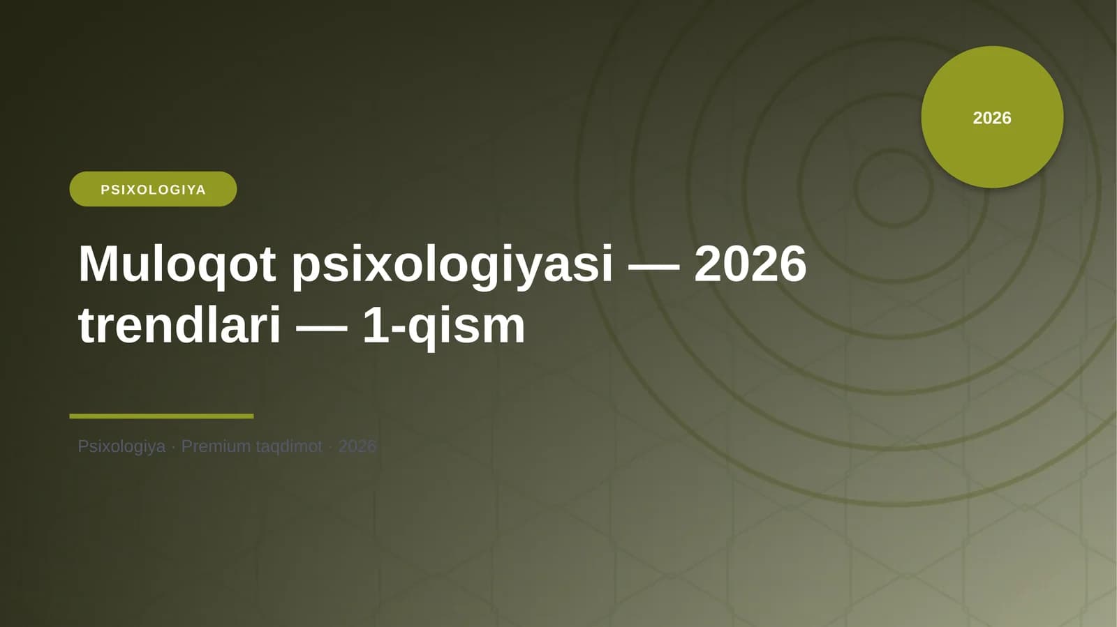 Muloqot psixologiyasi — 2026 trendlari — 1-qism