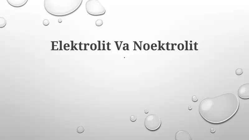 Elektrolit Va Noektrolit