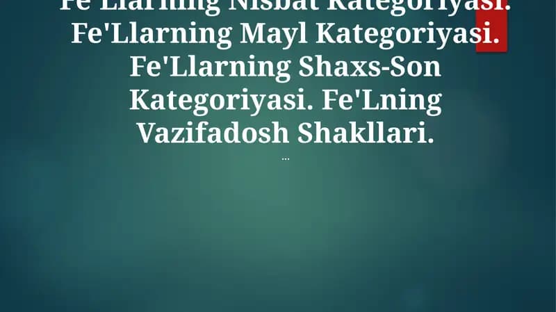 Fe'Llarning Nisbat Kategoriyasi