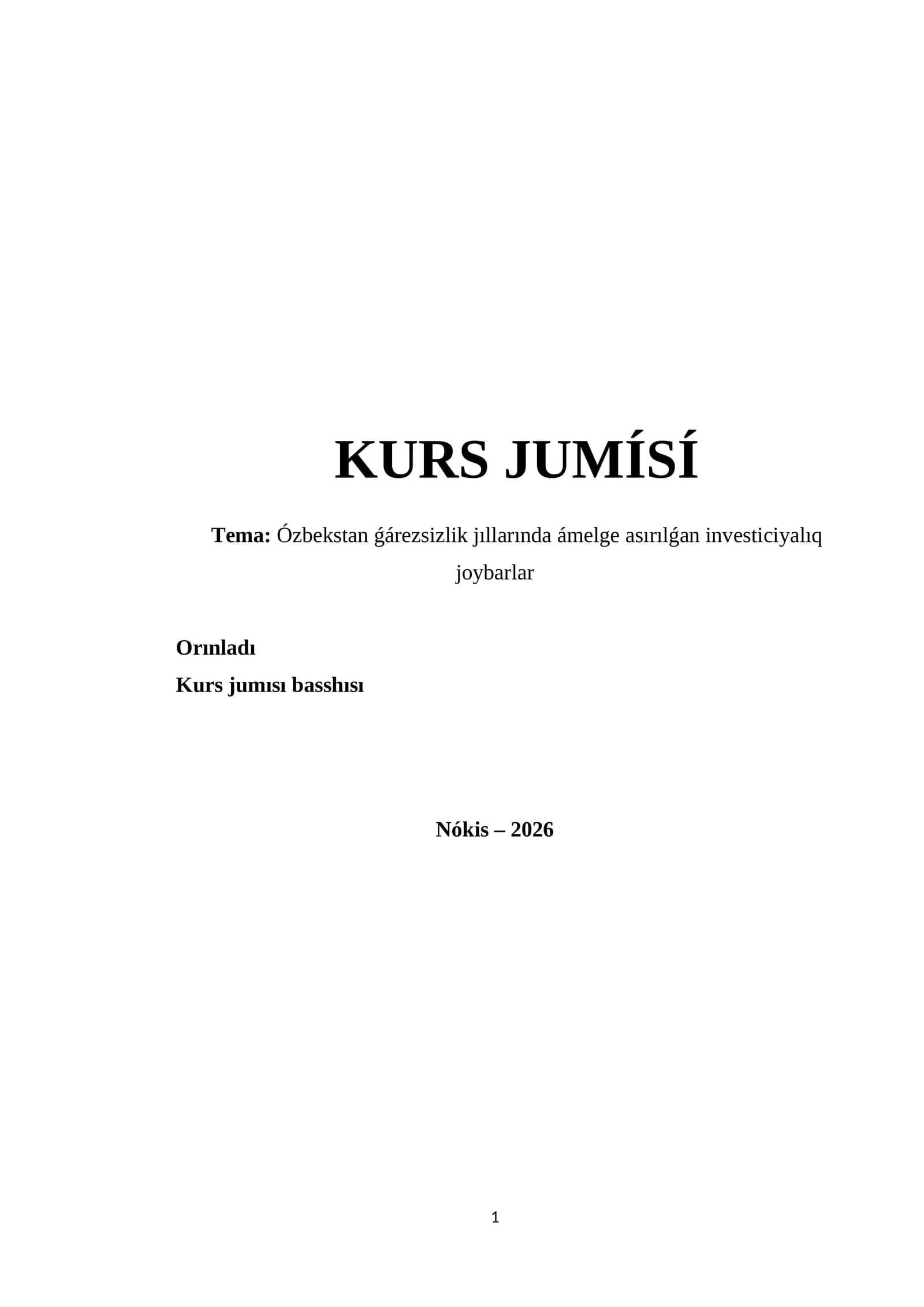 Ózbekstan ǵárezsizlik jıllarında ámelge asırılǵan investiciyalıq joybarlar