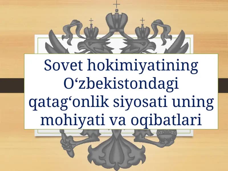 Sovethokimiyatining O‘zbekistondagi qatag‘onlik siyosati