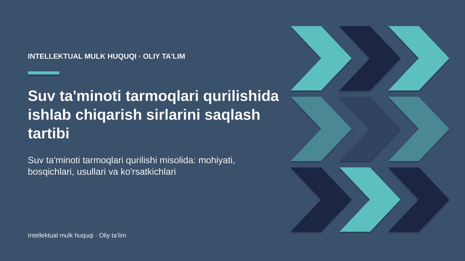 suv ta'minoti tarmoqlari qurilishida ishlab chiqarish sirlarini saqlash tartibi 3446