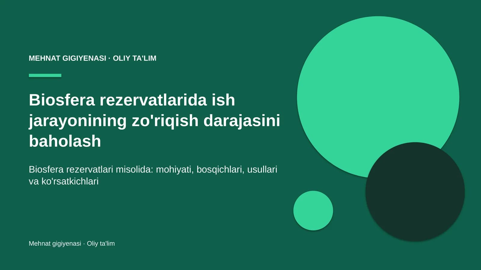 Biosfera rezervatlarida ish jarayonining zo'riqish darajasini baholash