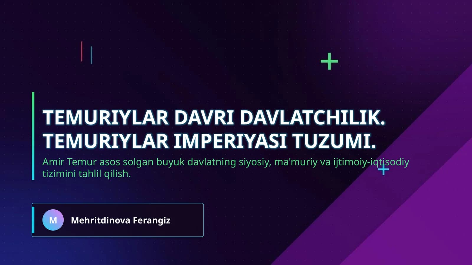 Temuriylar davri davlatchilik. Temuriylar imperiyasi tuzumi.