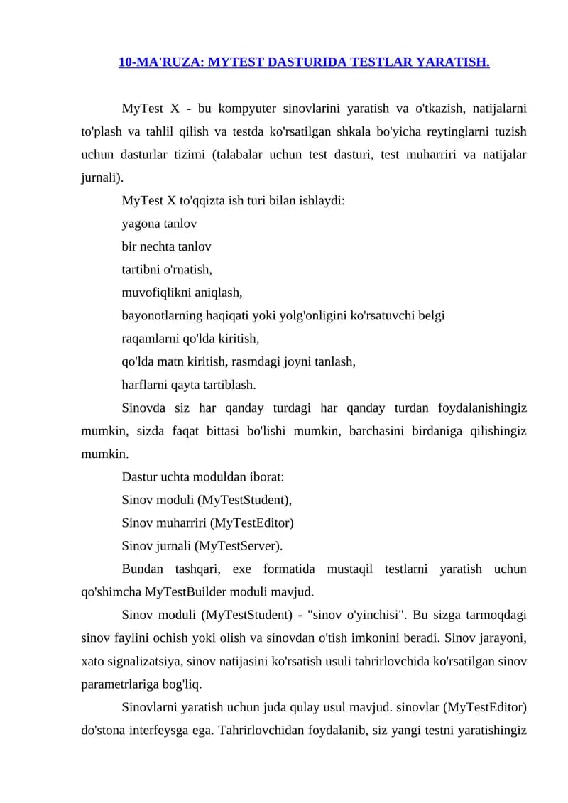 MyTest X