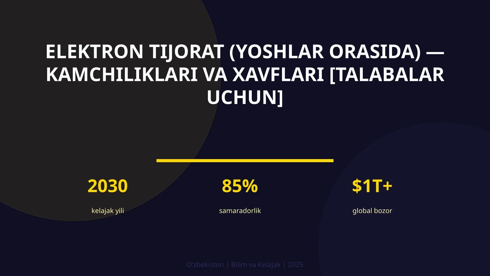ELEKTRON TIJORAT (YOSHLAR ORASIDA) — KAMCHILIKLARI VA XAVFLARI [TALABALAR UCHUN]