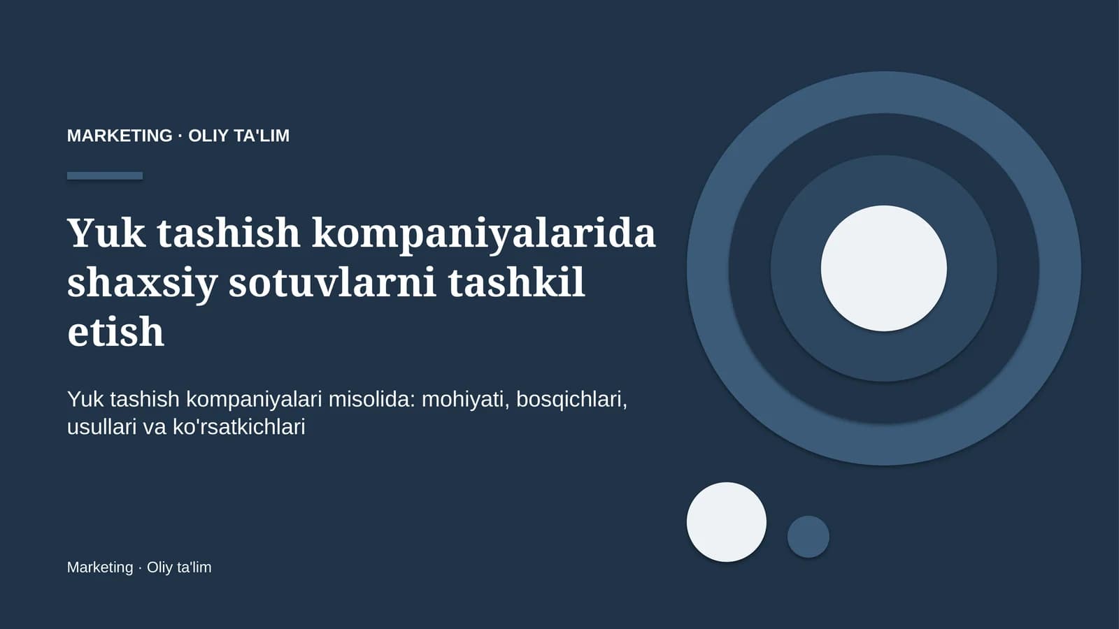 Yuk tashish kompaniyalarida shaxsiy sotuvlarni tashkil etish