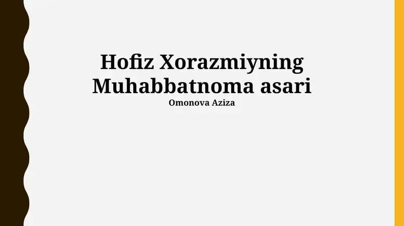 Hofiz Xorazmiyning Muhabbatnoma asari