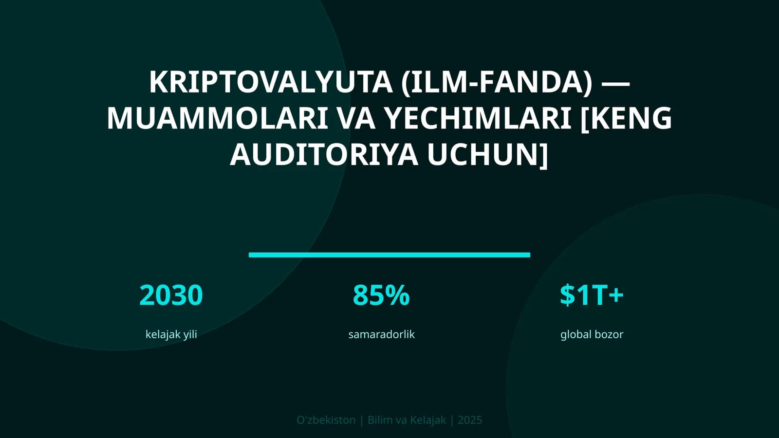 KRIPTOVALYUTA (ILM-FANDA) — MUAMMOLARI VA YECHIMLARI [KENG AUDITORIYA UCHUN]