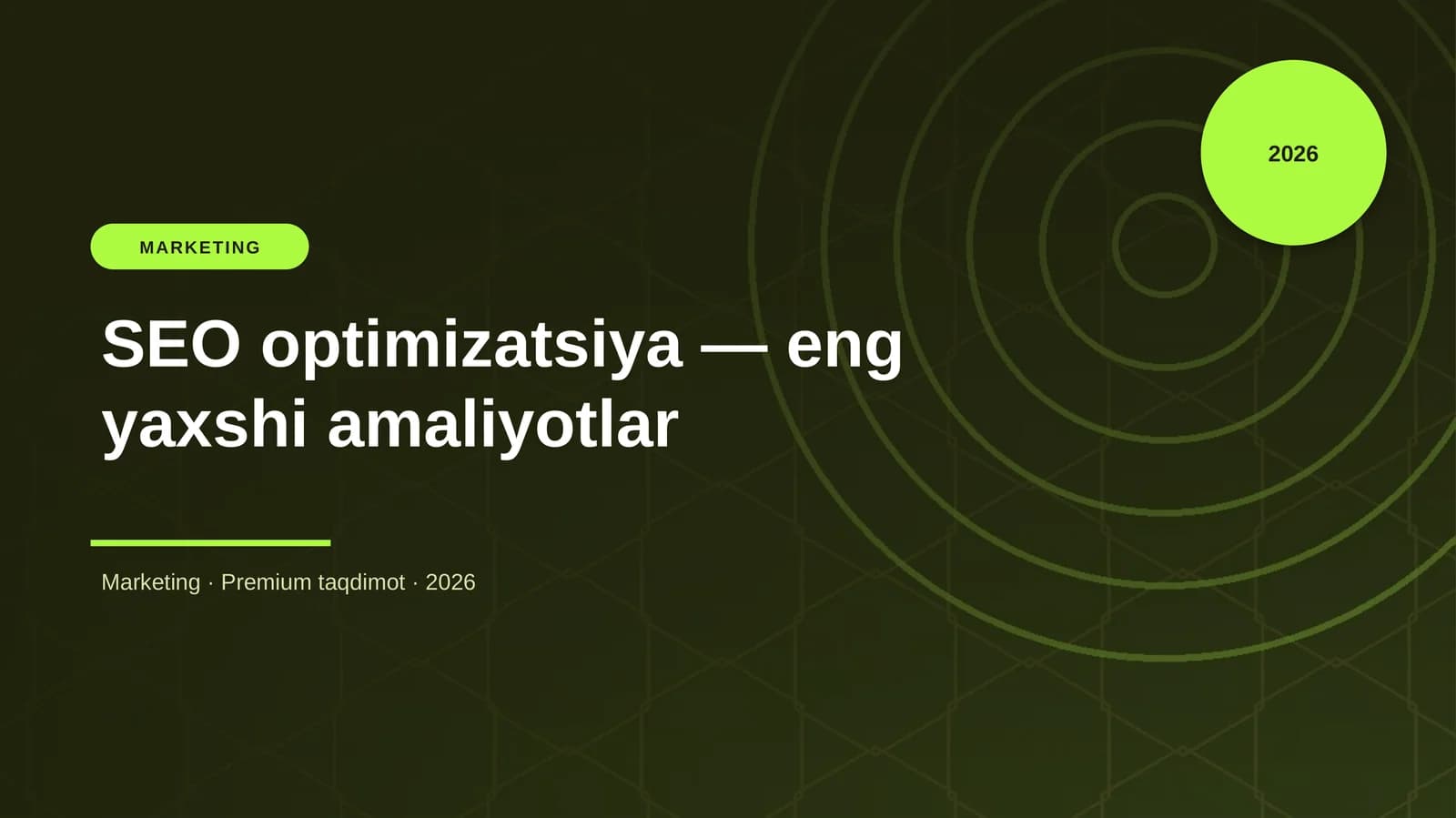 SEO optimizatsiya — eng yaxshi amaliyotlar