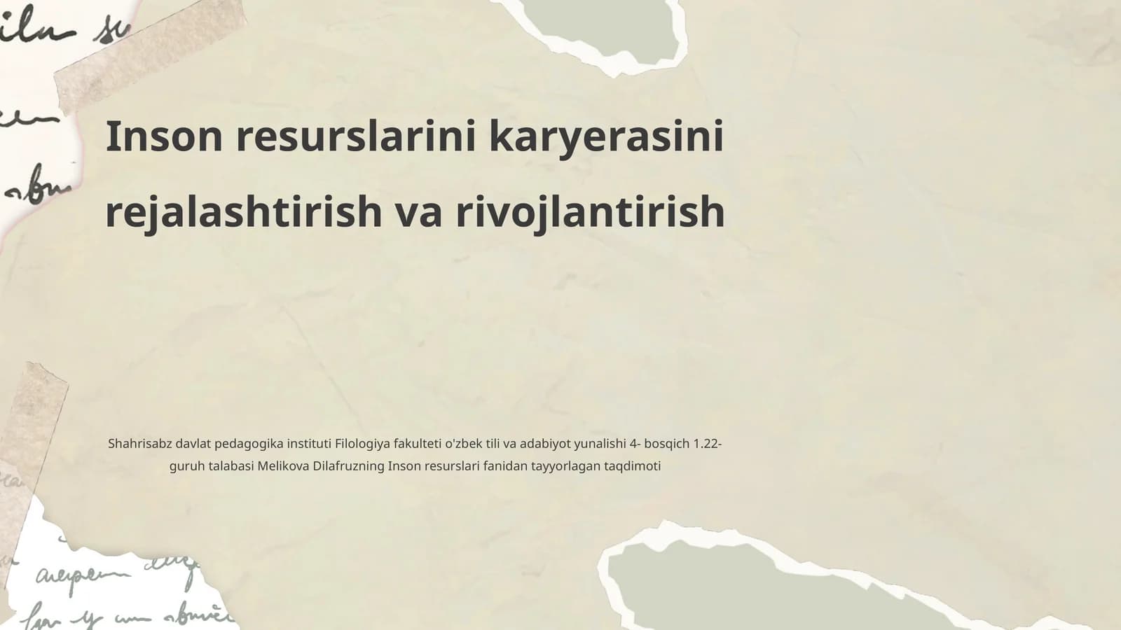 Inson resurslarini karyerasini rejalashtirish va rivojlantirish