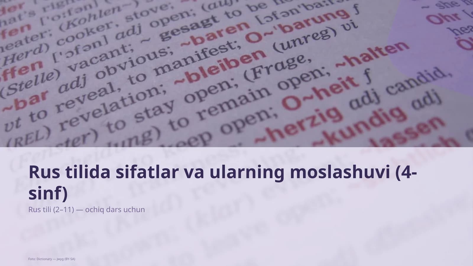 Rus tilida sifatlar va ularning moslashuvi (4-sinf)