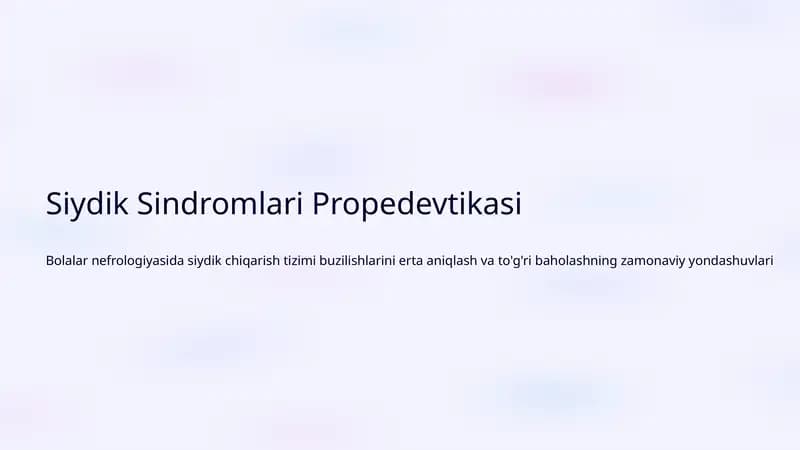 Siydik Sindromlari Propedevtikasi