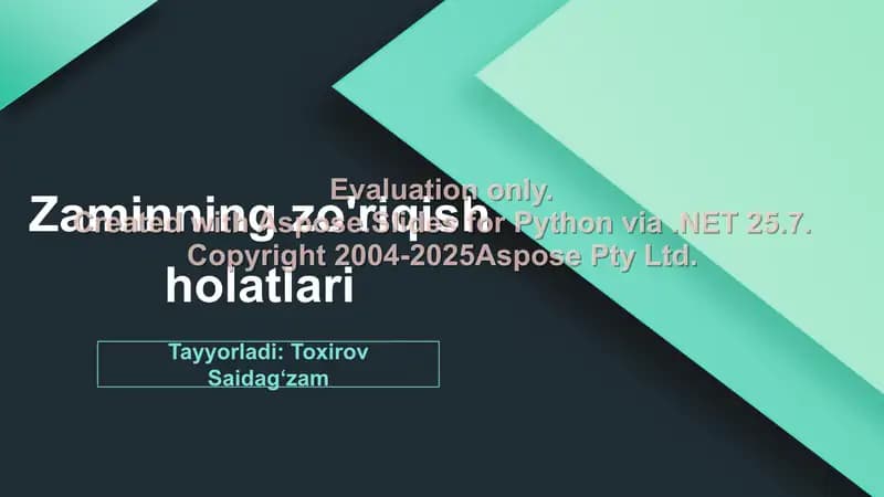 Zaminning zo'riqish holatlari