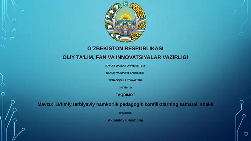 Ta'limiy tarbiyaviy hamkorlik pedagogik konfiliktlarning samarali shakli