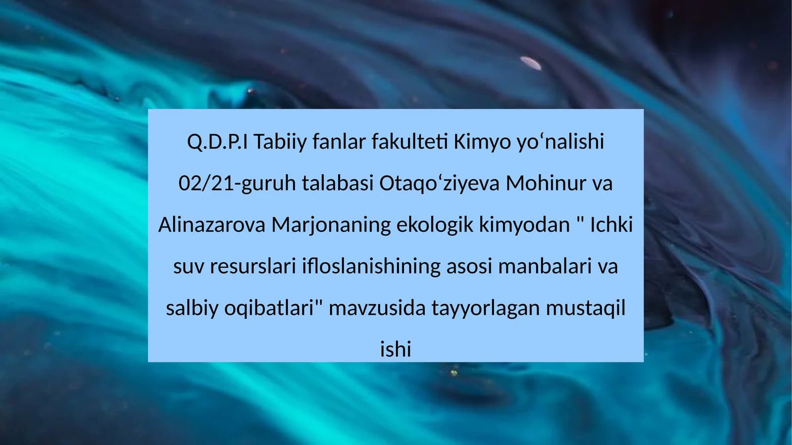 Suvresurslarining ifloslanishi
