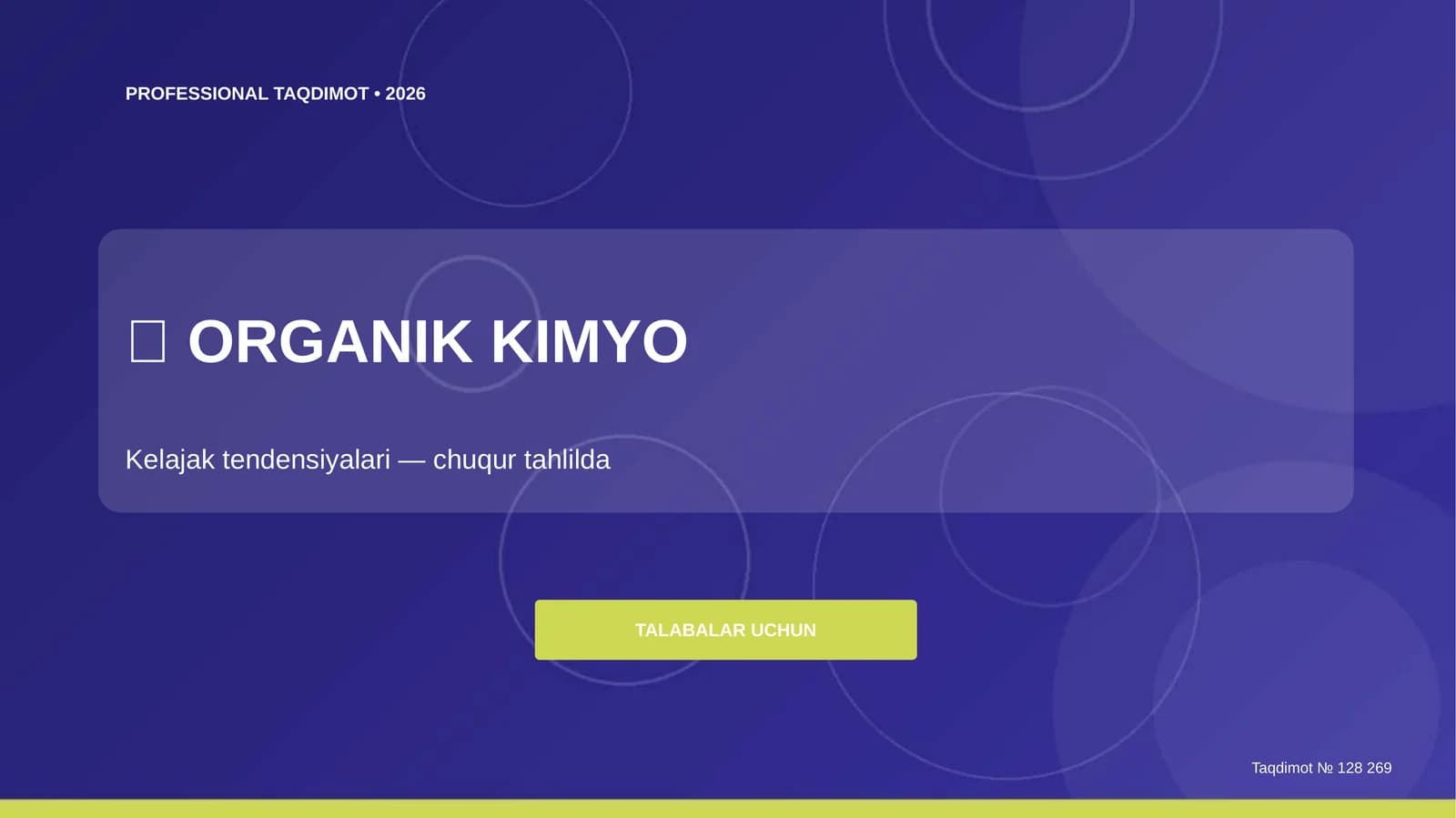 Organik kimyo: kelajak tendensiyalari (chuqur tahlilda) [talabalar uchun]