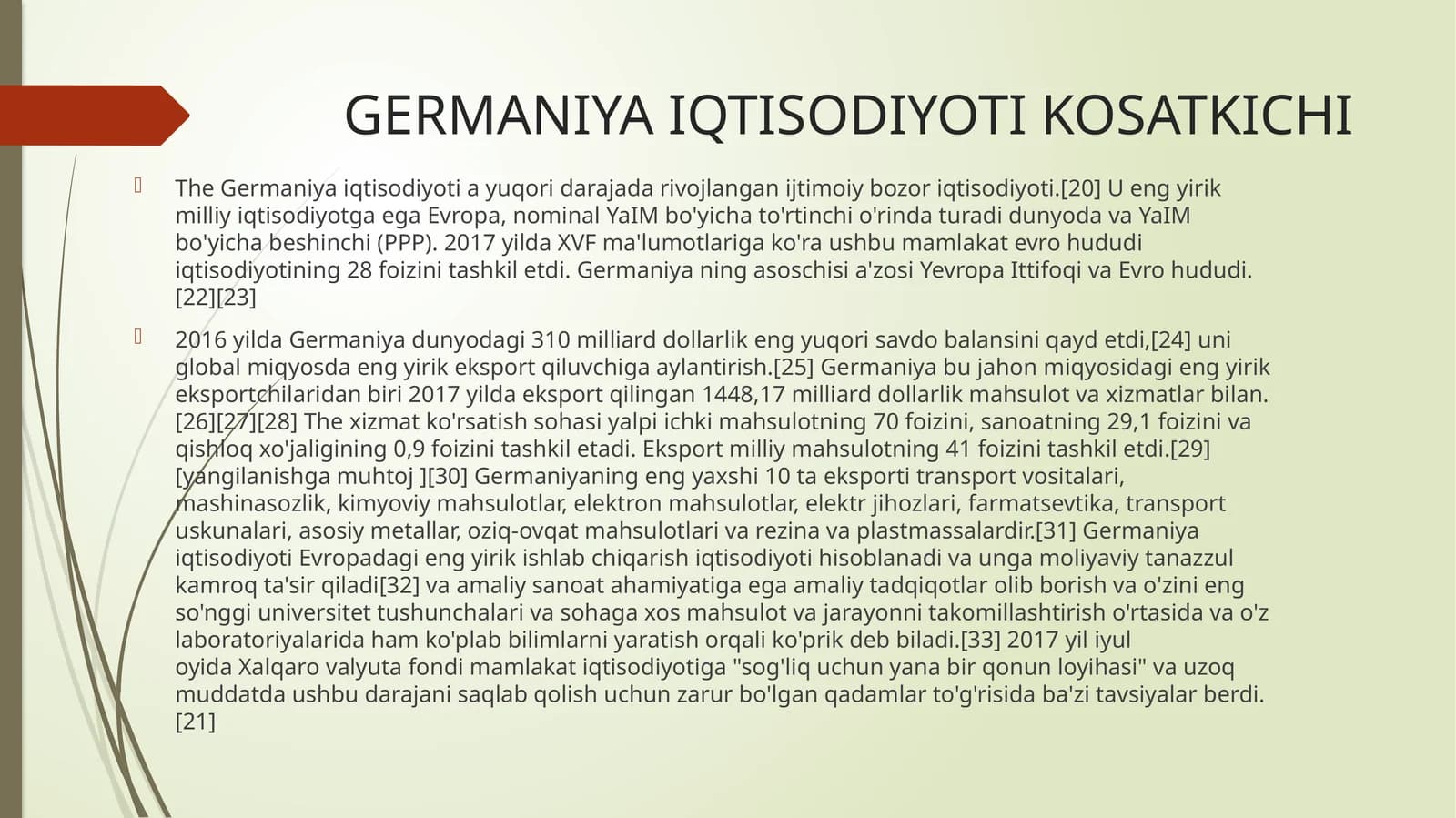 GERMANIYA IQTISODIYOTI KOSATKICHI