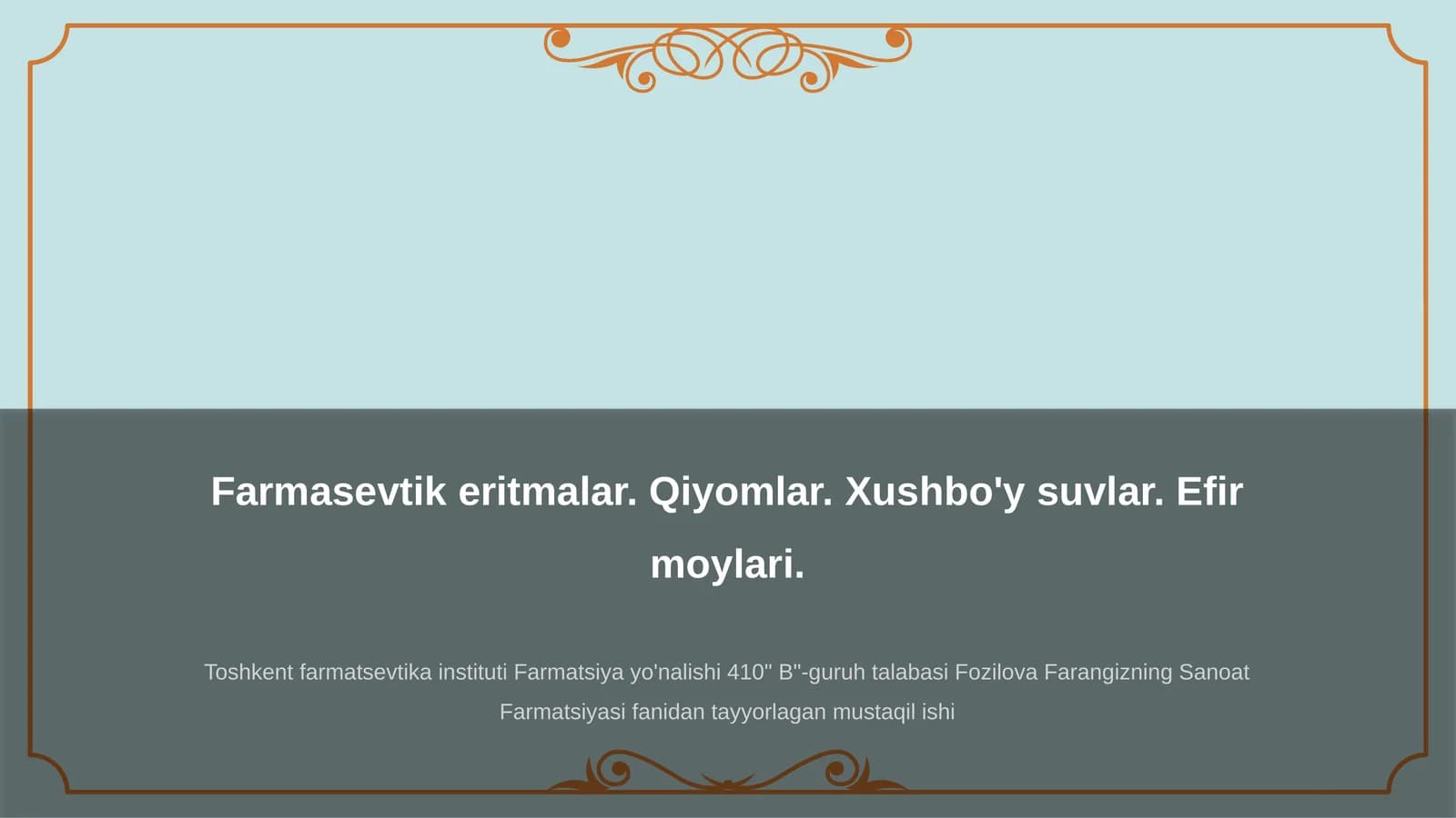 Farmasevtik eritmalar va ularning turlari