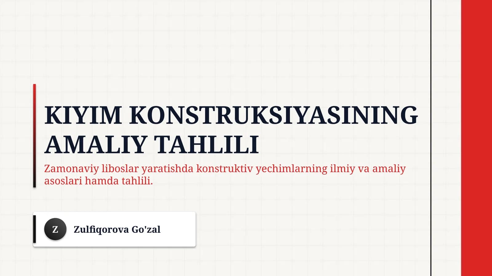 Kiyim konstruksiyasining amaliy tahlili