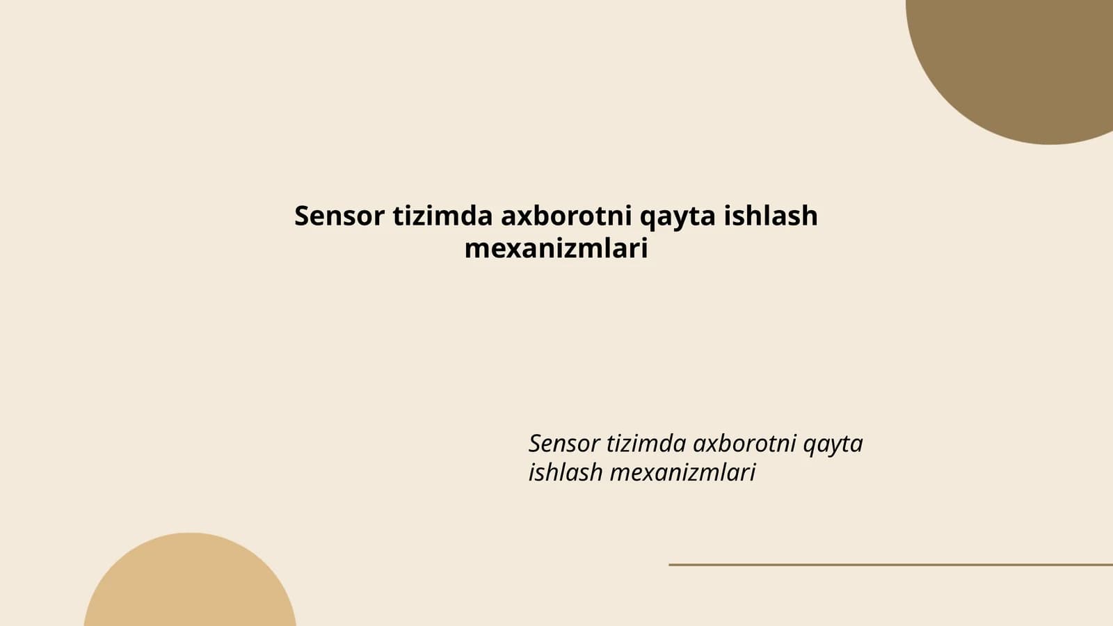 Sensor tizimda axborotni qayta ishlash mexanizmlari