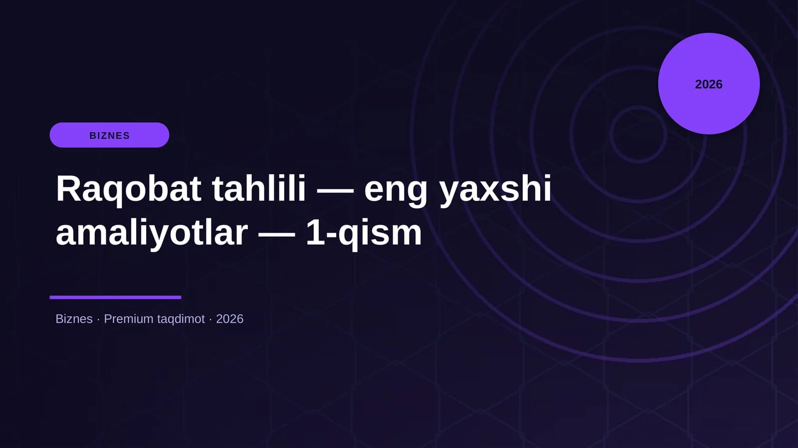 Raqobat Tahlili - Eng Yaxshi Amaliyotlar - 1-qism