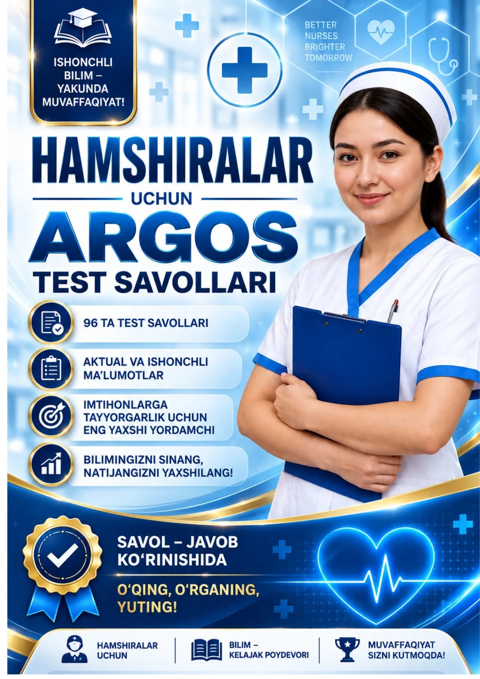2026 Hamshiralar uchun ARGOS Test Savollari 🩺 | 150 ta Savol-Javob To‘plami
