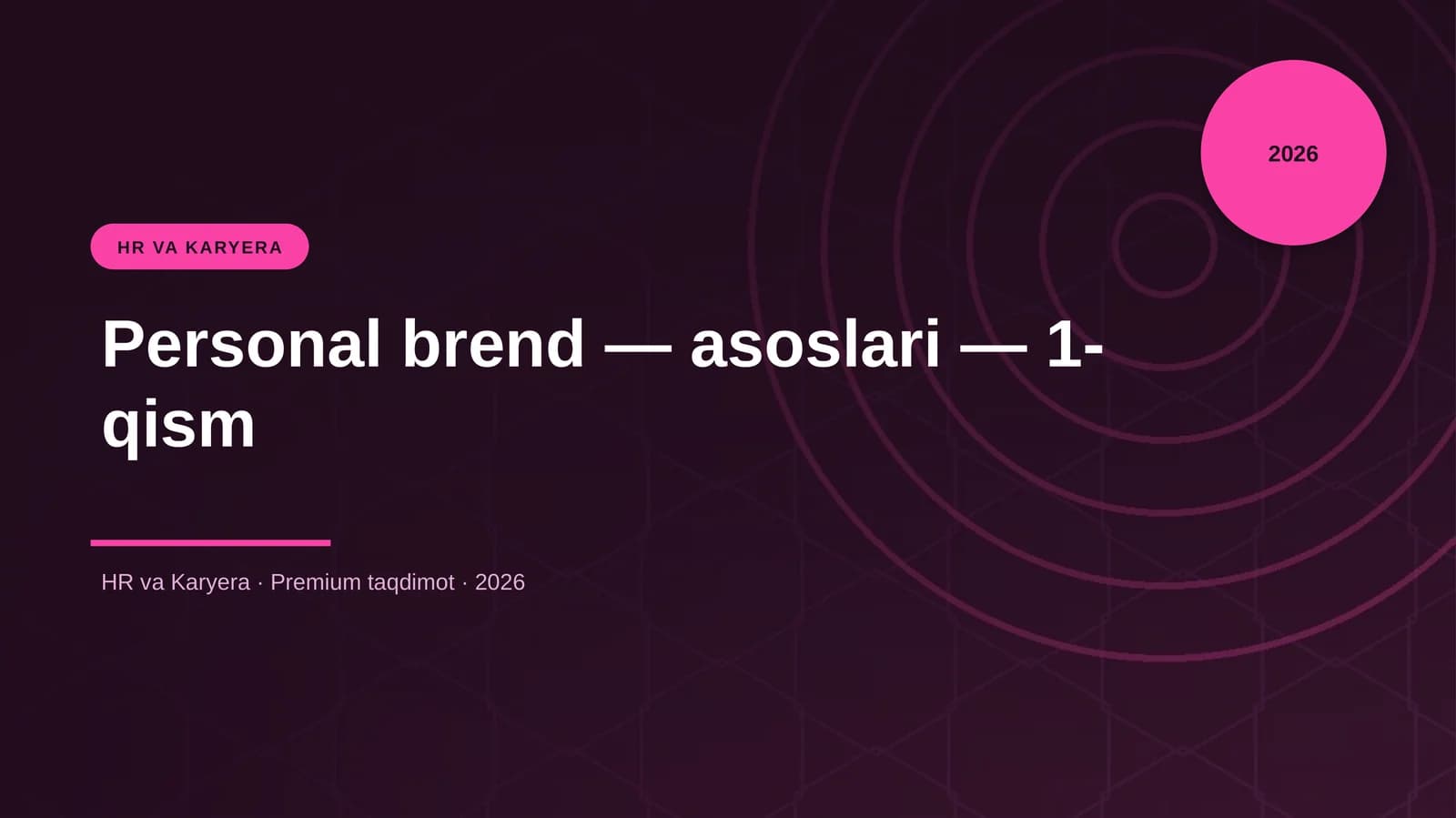 Personal brend — asoslari — 1-qism