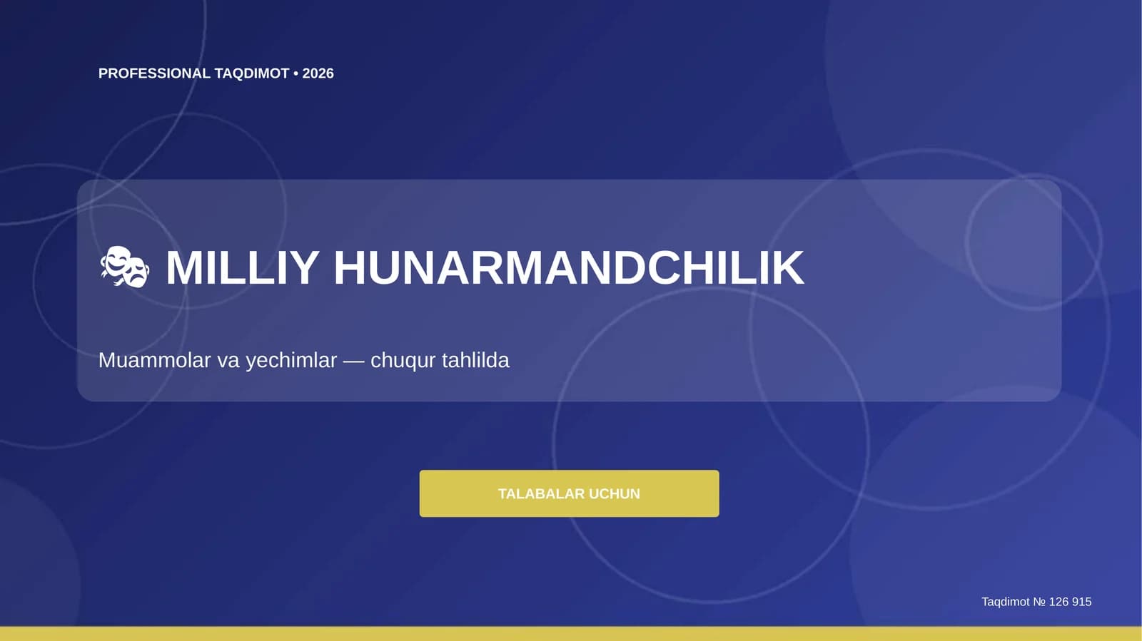 Milliy hunarmandchilik: muammolar va yechimlar (chuqur tahlilda) [talabalar uchun]