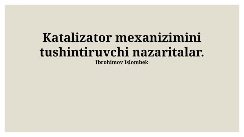 Kataliz mexanizimi