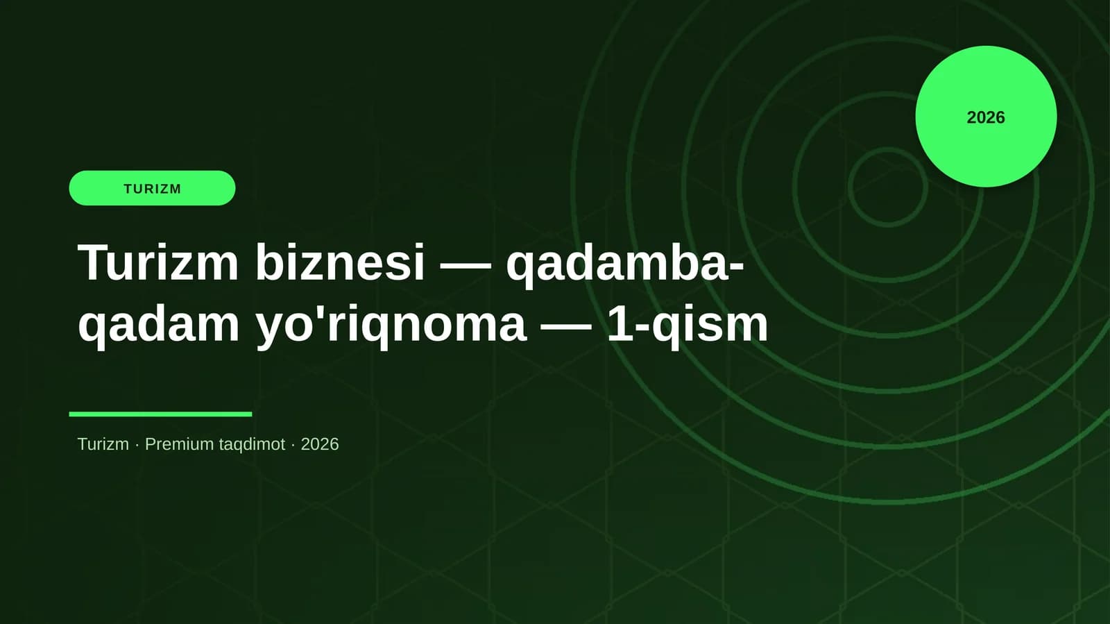 Turizm biznesi — qadamba-qadam yo'riqnoma — 1-qism