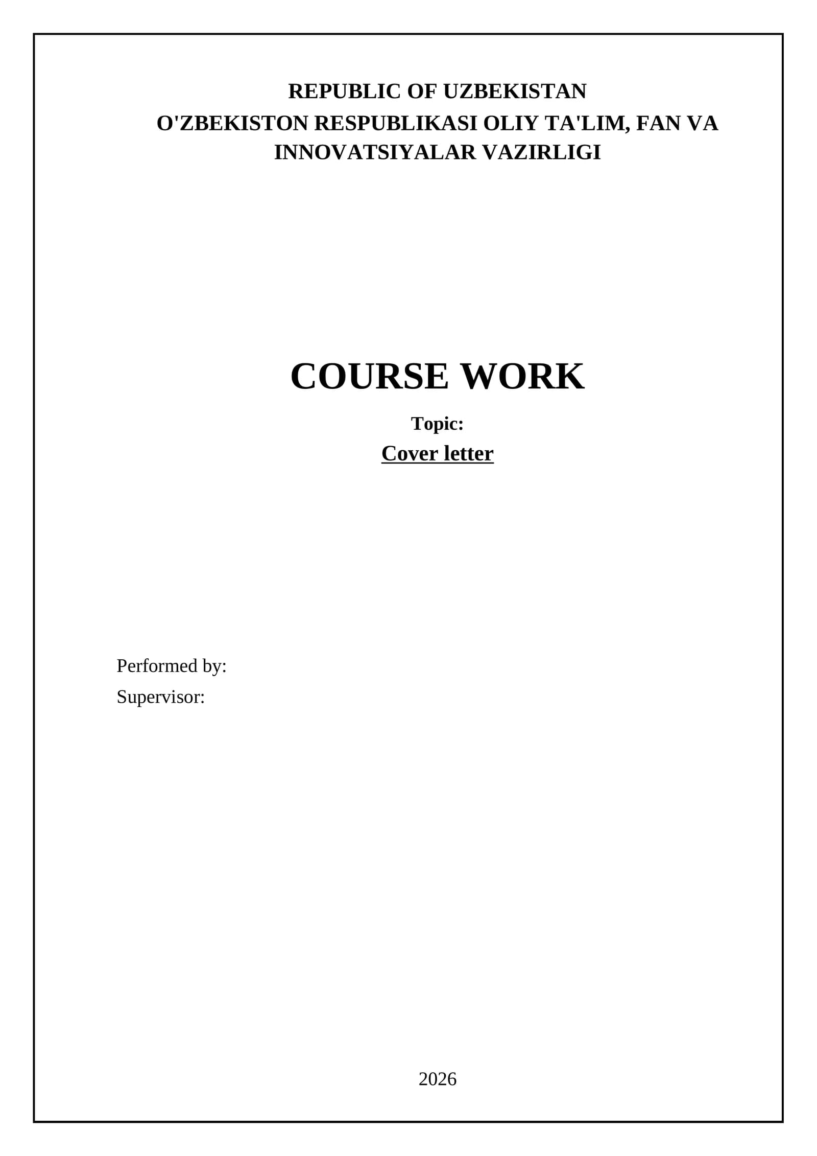 Cover letter course